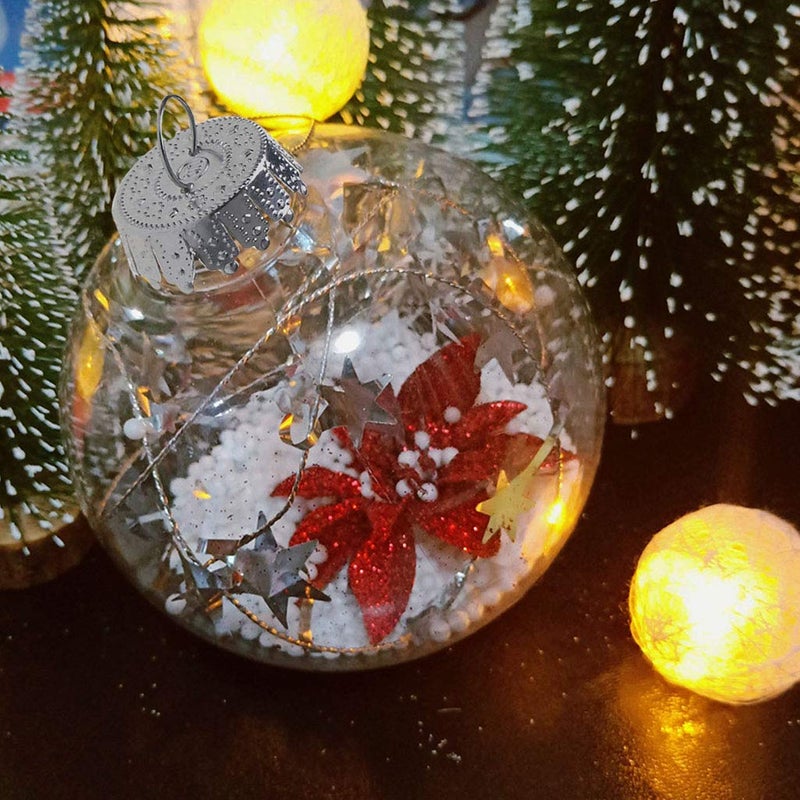 Wenosda 12PCS Clear Plastic Acrylic Fillable Ball Ornament Set, 2.36" DIY Christmas Balls for Holiday Ornaments, Christmas Tree Ornaments,Wedding,Party and Home Decor(60mm/2.36in 12pcs) - Image 5